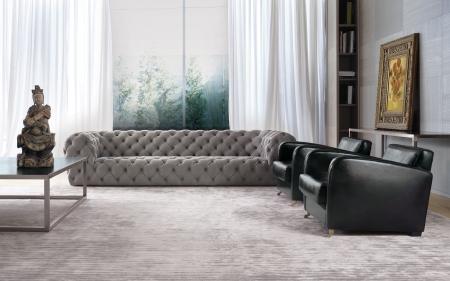 Baxter Chester Moon sofa and pouf